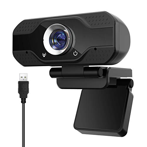 Webcam 1080P with Microphone, Desktop Laptop Webcam, Streaming Webcam for Computer Widescreen Video Calling and Recording, USB HD Webcam Built-in Mic, Flexible Rotatable Clip