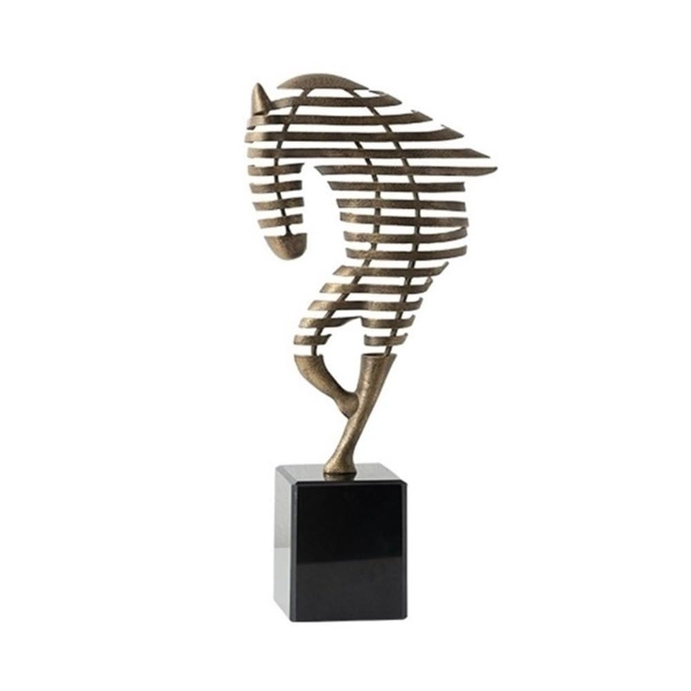 zhuyanbo007 Desk Statue, Retro Distressed Abstract Hollow Horse Decoration Porch Study Desktop Ornaments(L)