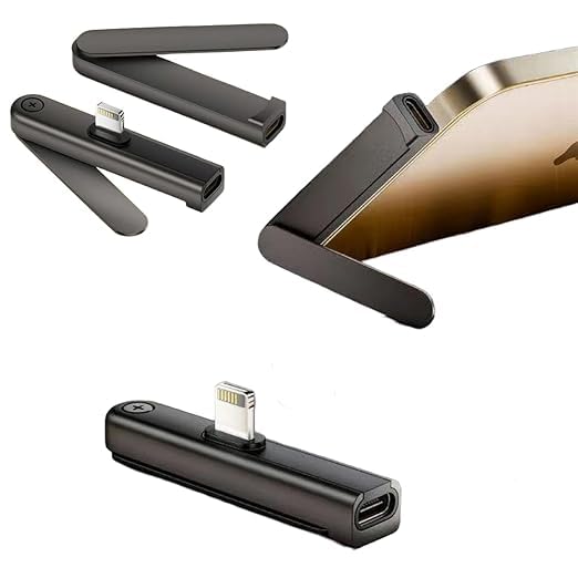 2-in-1 USB-C to Lightning Fast Charging Adapter with Foldable Phone Stand Compatible for iPhone iPad AirPods-image-34