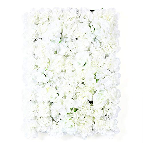 20 x Hortensia Rose Zijde Kunstbloemen Wandpaneel Bruiloft Achtergrond Bloemwand Bloemen zuil Decoratie (Wit) - Afbeelding 7