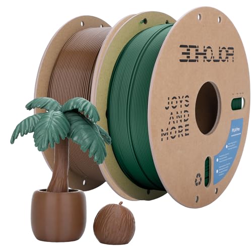Image of 3DHoJor PLA Pro (Plus) Filament 1.75mm, 3D Printer Filament, 1kg*2 Bundle Cardboard Spool 3D Printing Filament, Dimensional Accuracy + /- 0.03 mm-Brown+Pine Green