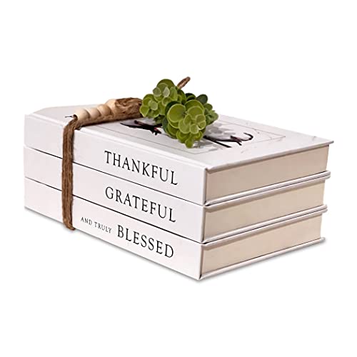 Decorative Book Set | Fashion Decoration Book | Real Farmhouse Blank Hardcover Book For Decor | Fashion Designer Quote Books | Thankful, Grateful, Blessed | Display Books For Coffee Tables And Shelves