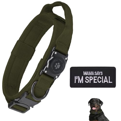 Tactical AirTag Dog Collar, 100 Waterproof Integrated Apple Air Tag Dog Collars with AirTag