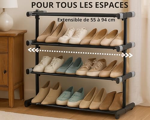 Support à chaussures extensible en métal compact pour optimiser les petits appartements - 4