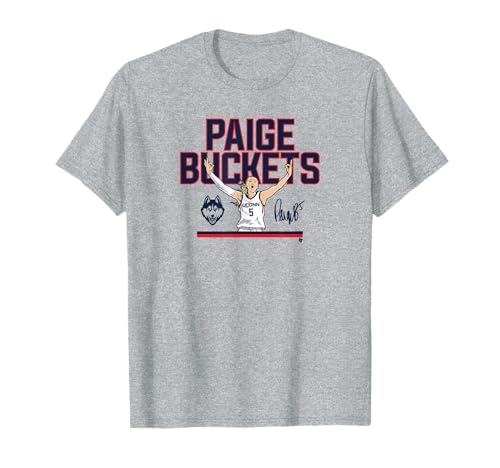 BreakingT UConn Basketball: Paige Bueckers Buckets NIL UConn Licensed T-Shirt, Small, Grey