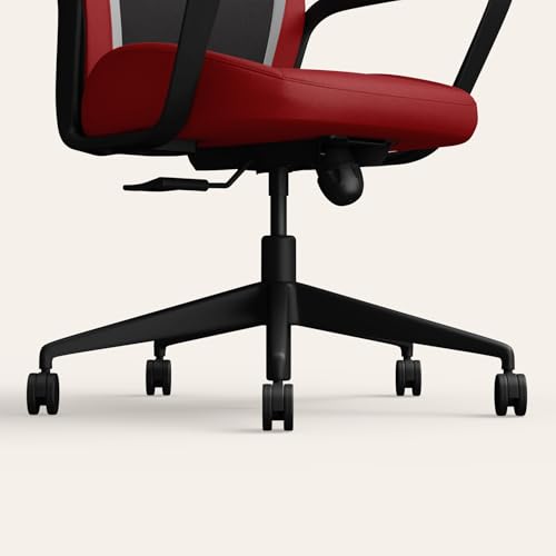 Image of Interio by Godrej Tecno High Back Fabric Ergonomic Gaming Chair (Red) 1-Year Warranty, Fixed Armrest, Adjustable Lumbar and Height