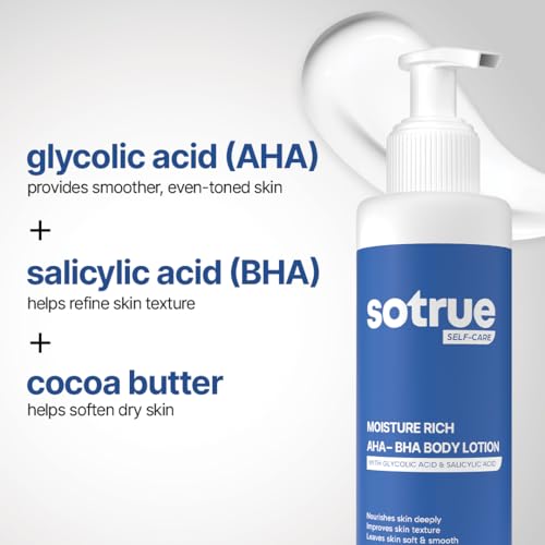 Image of Sotrue Moisture Rich AHA BHA Body Lotion with 0.5% Salicylic Acid, Glycolic Acid & Shea Butter | Gently Exfoliates, Deep Hydration for Smooth & Soft Skin | For All Skin Types