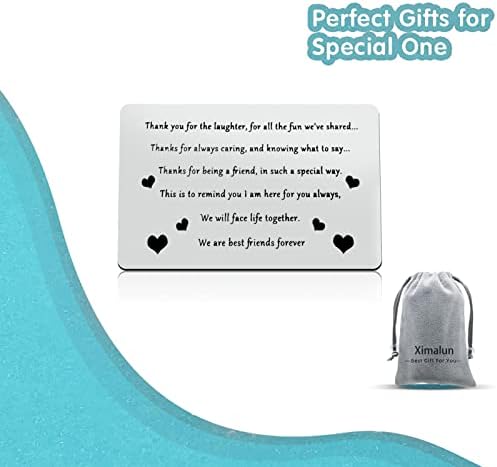 Friendship Gifts for Women Engraved Wallet Insert Card for Best Friend Thank You Gifts to Best Friend Christmas Birthday Gifts Best Friend Gift for Women Men