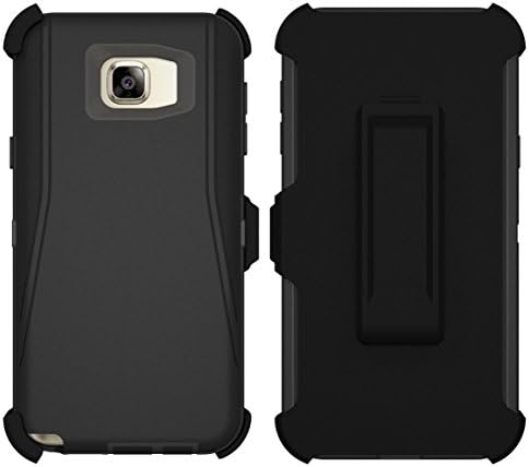 Galaxy Note 5 Case, ToughBox [Armor Series] [Shock Proof] for Samsung Galaxy Note 5 Case [Built in Screen Protector] [Holster & Belt Clip] [Fits OtterBox Defender Series Belt Clip] (Black)
