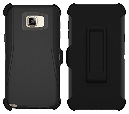 Galaxy Note 5 Case, ToughBox [Armor Series] [Shock Proof] for Samsung Galaxy Note 5 Case [Built in Screen Protector] [Holster & Belt Clip] [Fits Otterbox Defender Series Belt Clip] (Black)