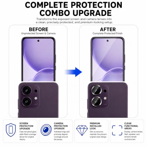 Image of ArmourPro Edge to Edge Tempered Glass for Oppo Reno 16 with Black Camera Ring Guard, 9H Screen Protector, Anti-Scratch, Anti-Fingerprint, Bubble-Free Installation Kit