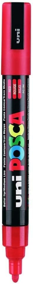 Uniball Posca 5M 1.8-2.5 mm Bullet Shaped Marker Pen (Red Ink, Pack of 1), medium