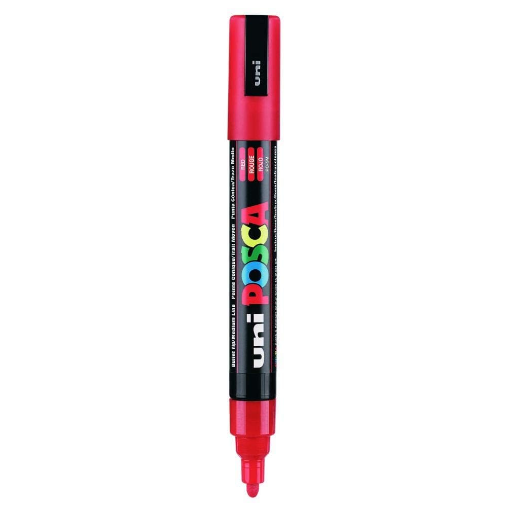 Uniball Posca 5M 1.8-2.5 mm Bullet Shaped Marker Pen (Red Ink, Pack of 1), medium