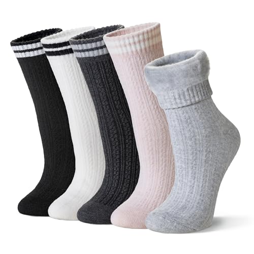 Velice Winter Warm Thermal Socks for Women Extra Thick Insulated Heated Crew Boot Socks for Cold Weather 5 Pairs