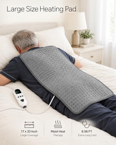 Netraty Large Heating Pad for Back 17x33 with 9 Heat Settings & 4 Timers — view 5
