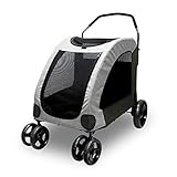 Petbobi Dog Stroller for Large Pet Jogger Stroller for 2 Dogs Breathable Animal Stroller with 4 Wheel and Storage Space Pet Can Easily Walk In/Out Travel up to 120 lbs