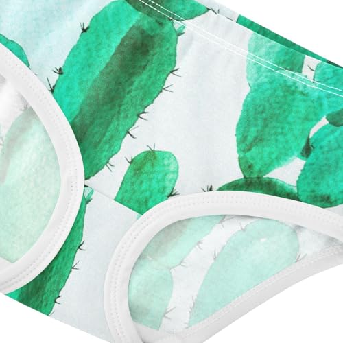 Colorful Toddler Underwear Custom 2t Cotton Panties for Girl Green Cactus Briefs Undies Kids4