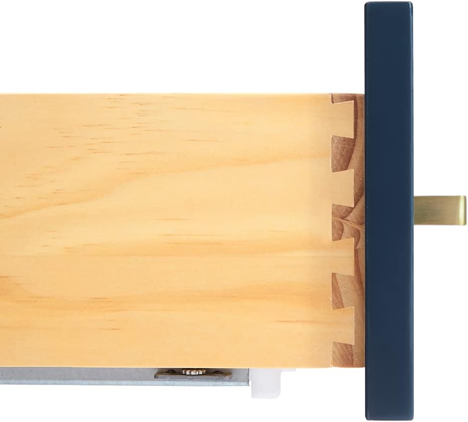 DKB Beckford 61" Midnight Blue Double Bathroom Vanity with Sink, Solid Wood Frame, 1.5" Edge Carrara Marble Countertop, Double Oval Undermount Sinks, Soft Closing Doors, 6 Dovetail Drawers