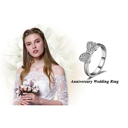 Image of JewelryPalace 14k White Yellow Rose Gold Plated 925 Sterling Silver Rings for Women, Cubic Zirconia Promise Rings for Her, Stackable Wedding Bands Rings for Women Infinity Forever Love Knot Ring