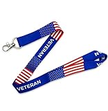 PinMaze Veteran Military Patriotic Lanyard - American Flag Lanyard Keychain Badge Holder