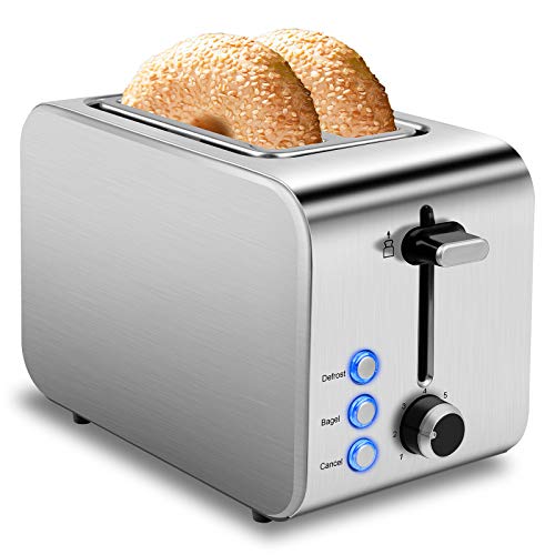 Toaster 2 Slice Toasters Best Rated Prime Retro Stainless Steel Toaster with 7 Bread Shade Settings,Bagel/Defrost/Cancel Button,Bread Toaster with Extra Wide Slot and Removable Crumb Tray