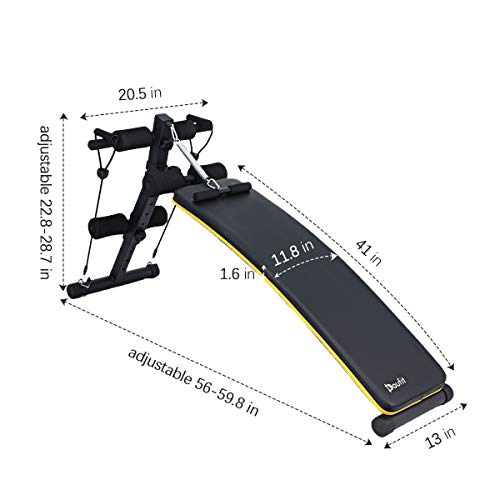 Doufit Adjustable Sit Up Bench for Workout, WB-03 Abs Multi-Function Training Bench for Home Gym, Abdominal Workout Bench with 3 Adjustable Height Settings