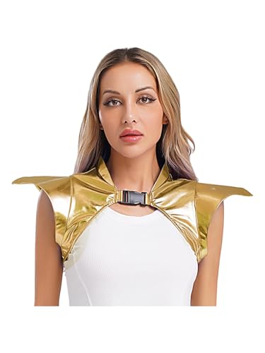 YONGHS Adult Women Shoulder Armor Cosplay Jacket Gothic Armor Shrug Shiny Metallic Fancy Dress Gold Medium