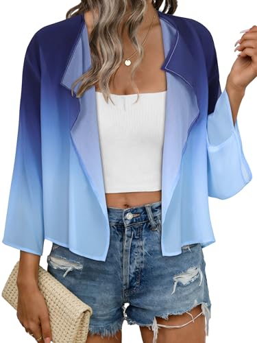 Image of Womens Summer Tops Short Shrugs Kimono Cardigans Casual Chiffon Bolero Jackets 2026