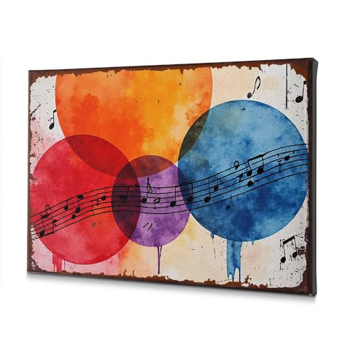 Toile decorative notes de musique tableau colore 40x60 cm