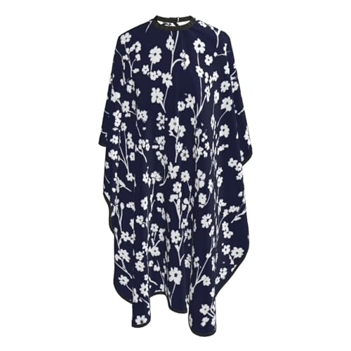 Delantal de peluquería azul marino ajustable con estampado floral 3