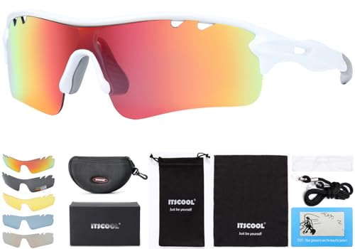 ITSCOOL Polarized Sports Sunglasses with 5 Interchangeable Lenses for Men