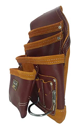 Leather Gold Heavy Duty Tool Pouch | Carpenters Tool Pouch 3251, Maroon, Oil-Tanned, 10 Pockets, 2 Hammer Holders, Reinforced Seams | Made From Premium Natural Grain Leather For Superior Durability #TOP1