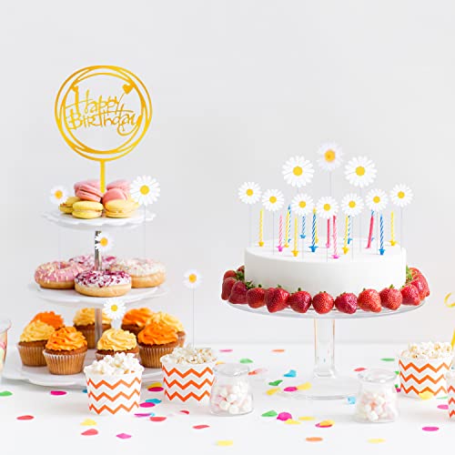 Benbo 30 Pieces Daisy Cake Toppers White Flower Cake Decorations Chrysanthemum Cupcake Toppers Picks For Daisy Birthday Party Wedding Baby Shower Summer Themed Photo Prop Girls Boys #TOP5