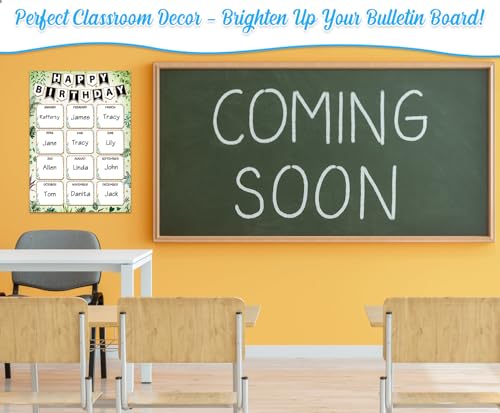 Image of GMEMNOV Birthday Chart for Classroom - Birthday Poster Chart Reusable Laminated Classroom Happy Birth Day Poster Bulletin Board Decorations Back to School Teacher Supplies