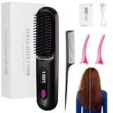 Original Monarch Stylingbürste Für Kurzes Haar, 20cm Styling BüRste, Kabellose Glättbürste mit LED-Anzeige, 3 Temperaturstufen 160-200°C, Wiederaufladbare BüRste für GläTten und Locken (Schwarz)