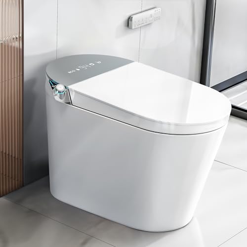 Smart Toilet with Bidet Built In, Auto Open & Close, Foot Se...