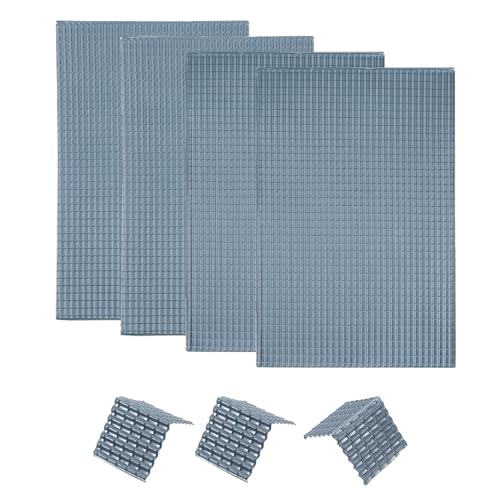 sourcing map - sourcing map Lot de 4 tuiles de toit miniatures en PVC pour modélisme, maison de poupée, jardin, table de sable, gris foncé