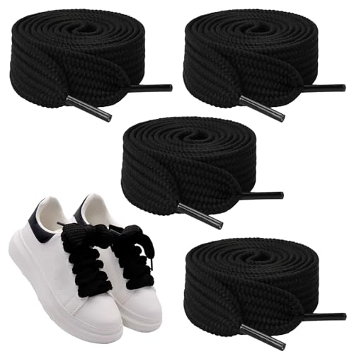 Vidacharmy 2 Paia Di Lacci Piatti, Lacci Scarpe 120 CM, Lacci Piatti Scarpe Larghi 20 mm, Stringhe Economici e Resistenti Larghe, per Scarpe Sportive, Scarponcini, per Adulti e Bambini