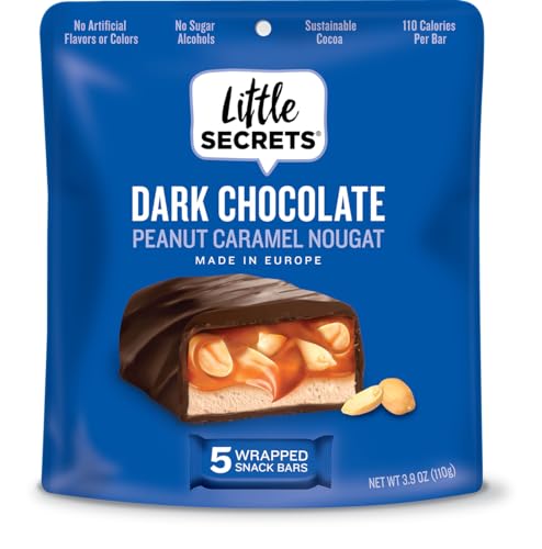 Little Secrets, Bars Nougat Chocolate Dark Peanut Caramel Bag, 3.9 Ounce - image 1