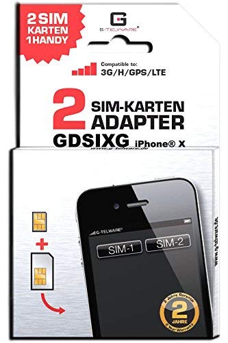 GDSIXG/ CARBONSCHWARZ/ 2 JAHRE Herstellergarantie!/ Mehrsprachig/ Dual SIM Adapter kompatibel mit iPhone X UMTS/3G/HSDPA/GPS/LTE Cover