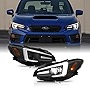 AKKON - For 2015-2020 Subaru WRX/STI Halogen Model Projector + Light Tube DRL + Sequential Switchback Premium Black Headlights