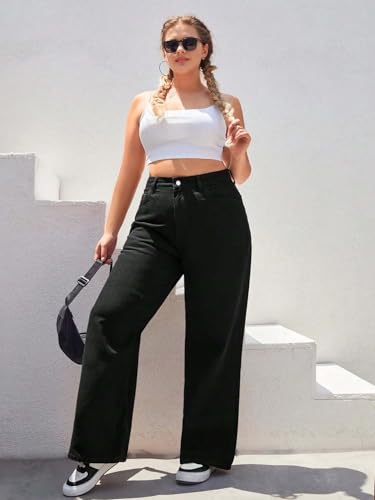 Image of KOTTY Women's Plus Size Straight Fit Denim Jeans with Comfortable Waist and Denim Fabric