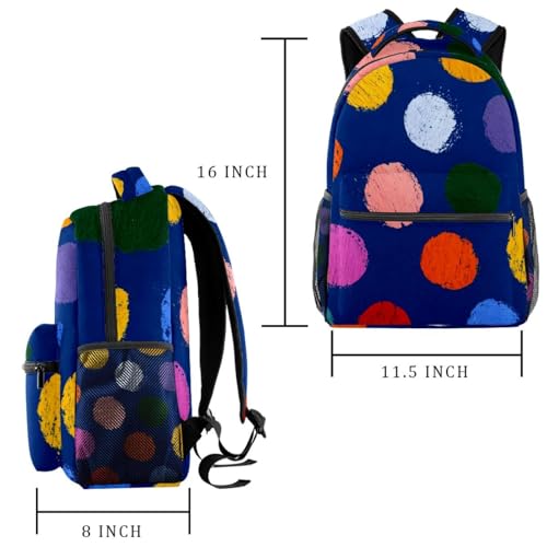 Fun Colorful Spots Backpack Fashion Large Lightweight Travel Shoulder Bag Fits 14 Inch2