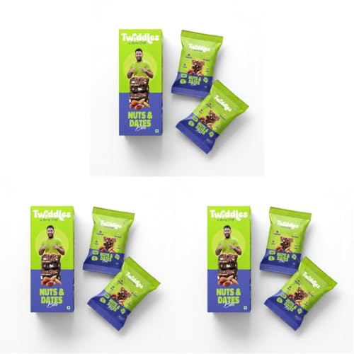 Image of Twiddles Mini Snack Bar Nuts & Date Power Bites, Pack of 18 | Made with Dates & Dry Fruits | No refined Sugar | Healthy dessert | Goodness of millets | Office Snack | On-the-go | 100% Natural | 10% Protein | Only 80 Calories
