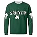 St. Patrick's Day Waffle Shirts for Men Long Sleeve Shamrock Flag Irish Top Plus Size Holiday Pullover Muscle Tee（4-Dark Green,X-Large）