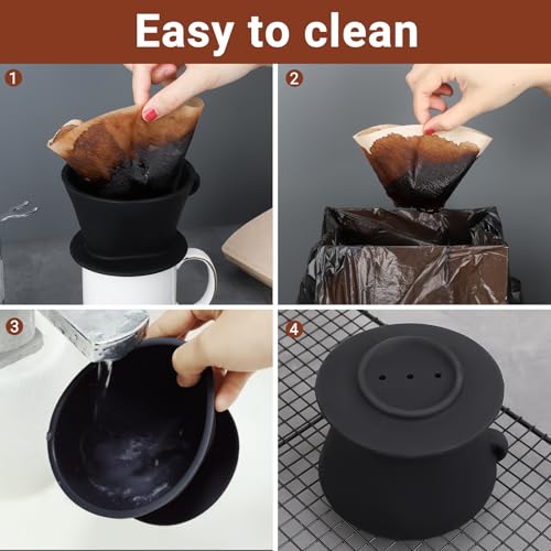 Segarty Máquina de café derramada por cima, conjunto de gotejador de café preto de silicone preto co