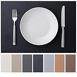 Baroyal Faux Leather Placemats Set of 6 Vinyl Washable Wipeable Table Mats for Kitchen Dining Table Heat Resistant Waterproof Modern Indoor/Outdoor Placemats Non-Slip Easy Clean Place Mats (Black)