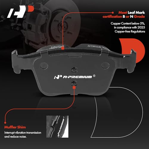 A-Premium 12.20 inch (309.9mm) Rear Vented Disc Brake Rotors + Ceramic Pads Kit Compatible with Select Volkswagen and Audi Models - Golf R, Tiguan, Atlas, A3, A3 Quattro, Q3, GTI, Arteon, S3, 6-PC Set by A-Premium - Used condition - Image 6