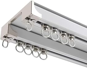Luxury Heavy-Duty Double Curtain Track - Nano Silence Rods for Custom Length Ceiling/Wall Mount - 260cm (8.5ft) White - Ideal for Elegant Window Treatments