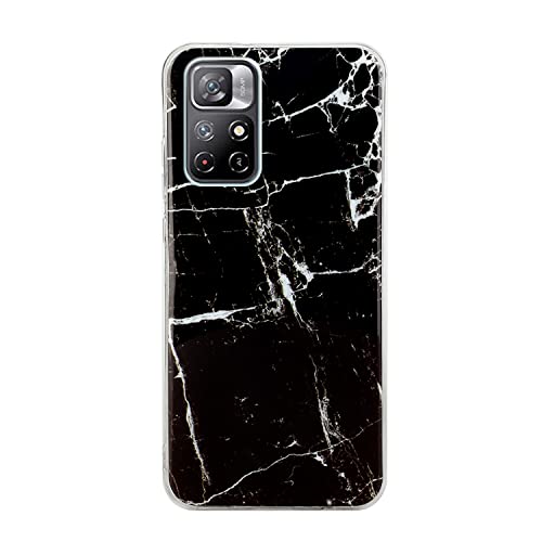 CLM-Tech Funda Compatible con Xiaomi Redmi Note 11, Silicona TPU Case Cover Carcasa, Mármol Negro Clasico Multicolor Cover